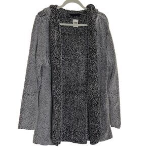 Victorias Secret Pink Fleece Jacket Hooded Open Front Gray OS bv